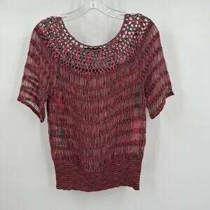 Radzoli Womens Sheer Crochet‎ Knit Top Size S Boho Festival Artisanal Coastal
